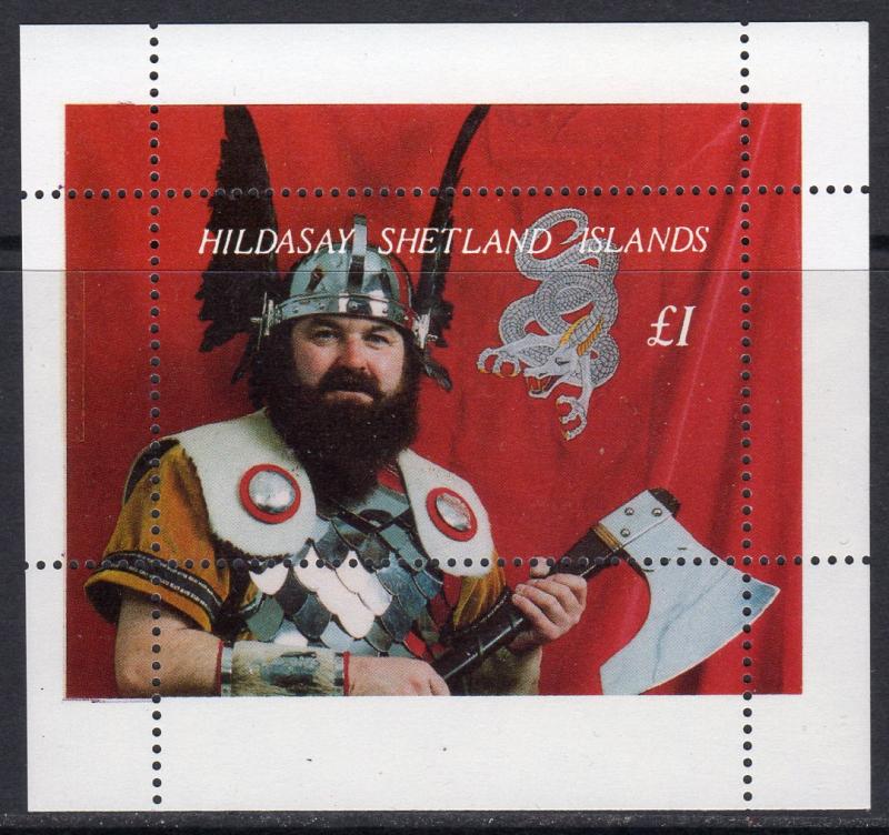 Shetland Islands (Hildasay) 1996 The Vikings Souvenir Sheet Perforated MNH