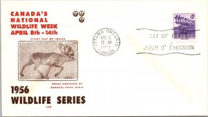 Canada 1956 FDC - Nat'l Wildlife Week - Ottawa Ontario - F57906