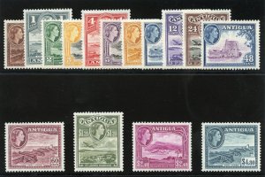 Antigua 1953 QEII set complete superb MNH. SG 120a-134. Sc 107-121.