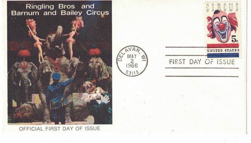 #1309, 5c American Circus, 2 diff. cachets