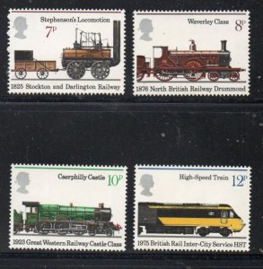 Great Britain  Sc  749-752 1975 Trains stamp set mint NH