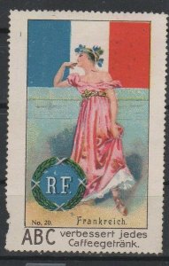 Aecht Brand World Flags & Costumes Collection Stamp No. 20 France MNG    -AL