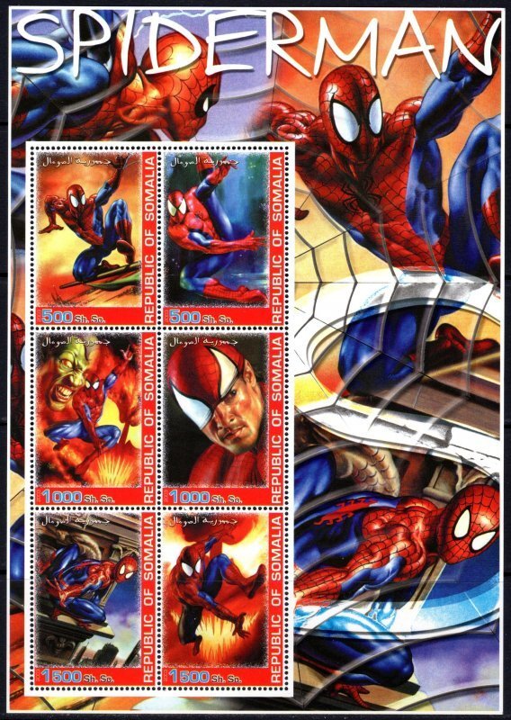 Somalia 2003 SPIDERMAN The Marvel Comics Character Sheet Perforated Mint (NH)