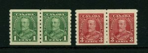 228 & 230 COIL PAIR 1935 ISSUE VF MNH $120 Canada mint