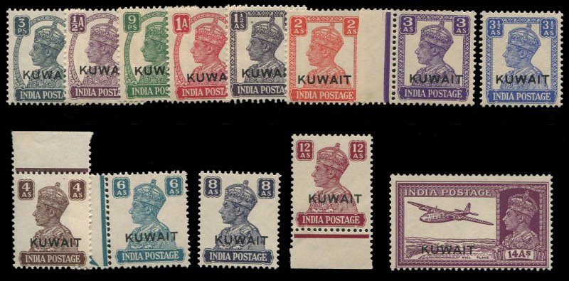 Kuwait #59-71 Cat$110, 1945 George VI, complete set, never hinged