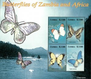 Zambia 2005 - Butterflies of Africa and Zambia - Sheet of 4- Scott 1055 - MNH