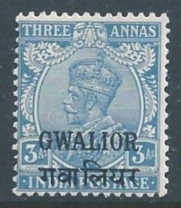 India-Convention States-Gwalior #75 NH 3a King George V Issue Ovptd. Gwalior