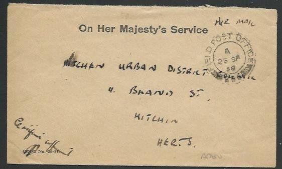 ADEN BRITISH FORCES 1958 small OHMS cover FPO 293 cds......................58796