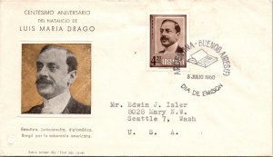 Argentina 1960 FDC - 100th Birth Anniv. Luis Maria Drago - Buenos Aires - J72
