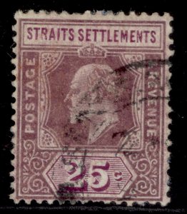 MALAYSIA - Straits EDVII SG161, 25c dull & bright purple, USED. Cat £13.