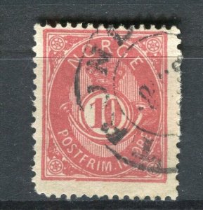 NORWAY; 1877-86 early classic 'ore' type used Shade of 10ore. + fair Postmark