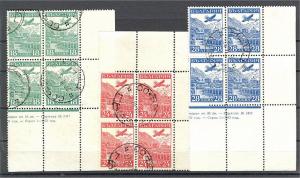 BULGARIA AIRPOST 1932 COMPLETE SET IN BLOCKS OF 4 USED!