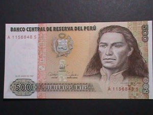 ​PERU 1987-CENTRAL RESERVE BANK OF PERU-$500 INTIS UNCIRCULATED CURRENCY -VF