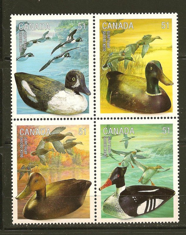 Canada Ducks 51Cent Issue Se-tenant Block of 4 MNH