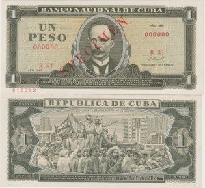 1985 Caribbean  Jose Marti Specimen 1 Peso GEM Crispy  Unc