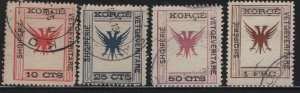 ALBANIA, 58-61, (4) SET, USED, 1917, Double headed eagle