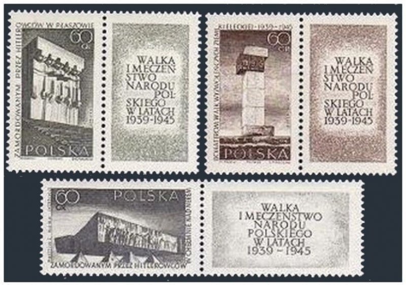 Poland 1366-1368,MNH.Mi 1632-1634zf. Memorials 1965.Plaszow,Kielce Kielce Chelm.