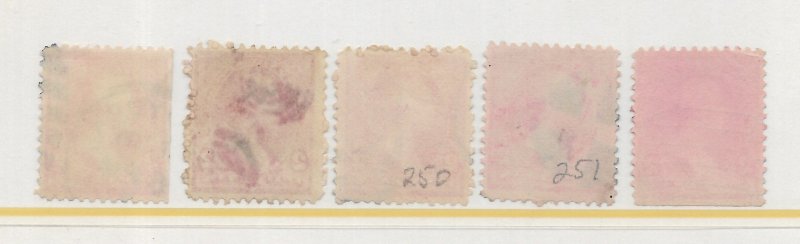 U.S. #248-252 Complete Set of Unwatermarked 2 Cent w/ Triangles Used C.V. $50.50