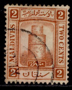 MALDIVE ISLANDS EDVII SG7, 2c orange-brown, FINE USED.