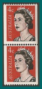 Australia 1966 Queen Elizabeth II, 4c coil pair, MNH  #419,SG405