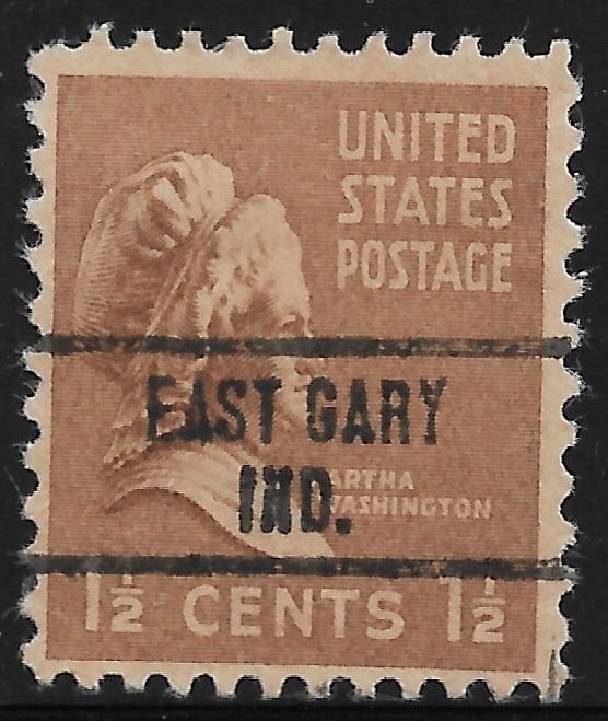 IN Precancel: East Gary 734; Better Type CV $1; 1½c 1938 Presidential #805