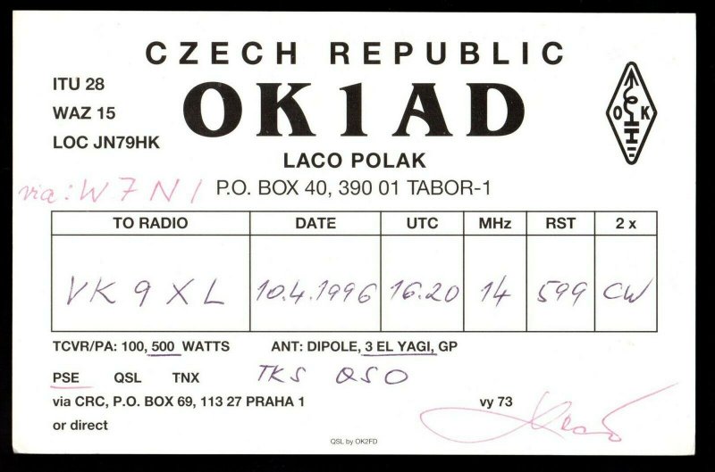 QSL QSO RADIO CARD OK1AD, Laco Polak,Czech Republic, (Q3056)