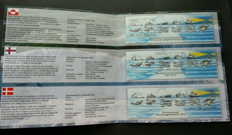 Greenland Faroe Islands Denmark Joint Issue 2002 Sea Fish (folder set) MNH Rare