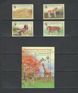 UZBEKISTAN:#02- 2019 N I  /***ANIMALS IN TASHKENT ZOO***/ 4 Values & SS / MNH 