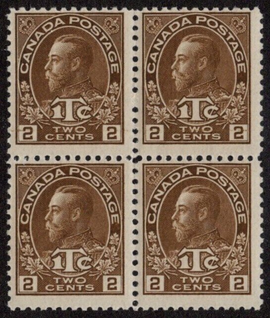 CAN SC #MR4 MNH B4 1916 2c + 1c War Tax Stamp CV $260.00