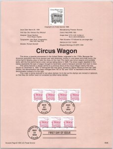 USPS SOUVENIR PAGE CIRCUS WAGON TRANSPORTATION SERIES 5c (2) STRIPS (7) 1995