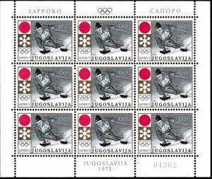 Yugoslavia 1089-1090 sheets,Mi. 1447-1448. Olympics Sapporo-1972.Slalom Sports