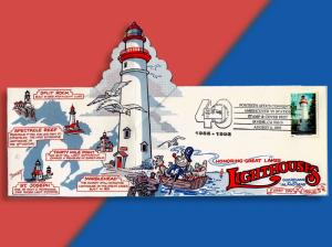 Pop-Up Cover Salutes Great Lakes Lighthouses - 1995 AFDCS Cancel for 40th Anniv.