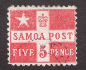 1894 Samoa Sc# 23 - 5 Pence, Queen's Crown - Used postage stamp Cv$7.50