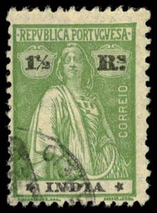 PORTUGUESE INDIA Sc 375K USED - 1921 1½r - Ceres, Ordinary paper - Perf 12 x 11½