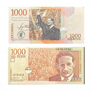 KV)2011 COLOMBIA, 1000 PESOS BANKNOTE FEATURING JORGE ELIECER GAITÁN WAVING BEFO