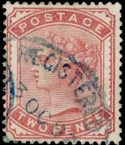 Sg168, 2d pale rose, good used. Cat £100. BLUE POSTMARK