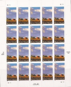 US Stamp - 1997 Wisconsin Statehood - 20 Stamp Sheet - Scott #3206