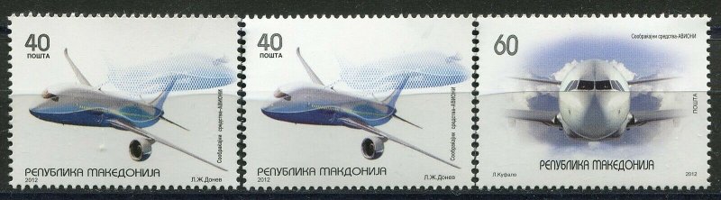 136 - MACEDONIA 2012 - Airplanes - MNH Set + ERROR Makdonija(Missing E)