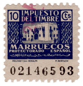 (I.B) Spanish Morocco Revenue : Duty Stamp 10c