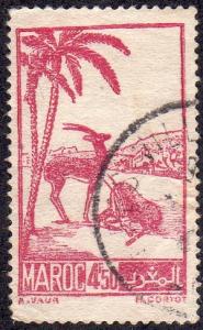 French Morocco 212 - Used - 4.50fr Scimitar-horned Oryxes (1947) (cv $0.40)