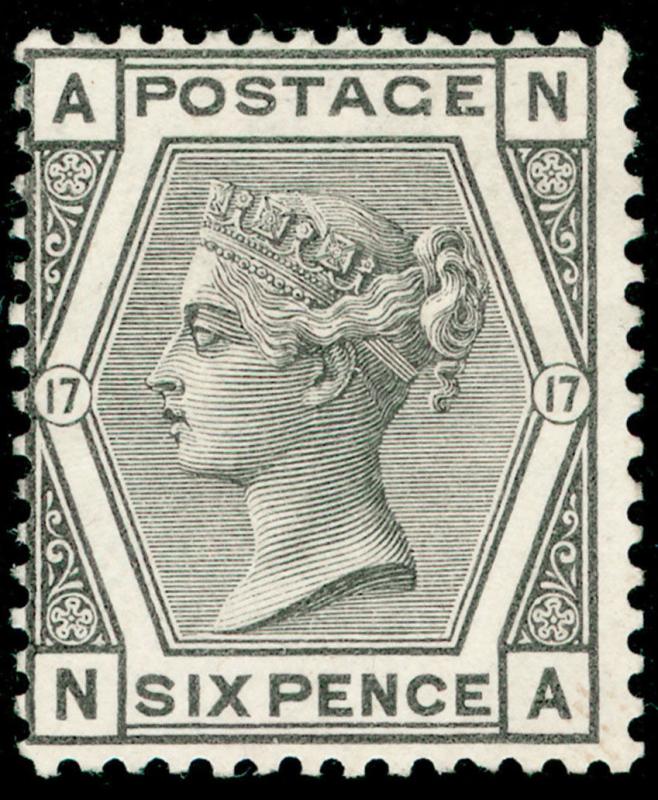 SG147, 6d grey PLATE 17, M MINT. Cat £950. NA