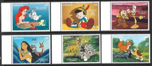 GHANA 1996 DISNEY BEST FRIENDS Set Sc 1896-1901 MNH