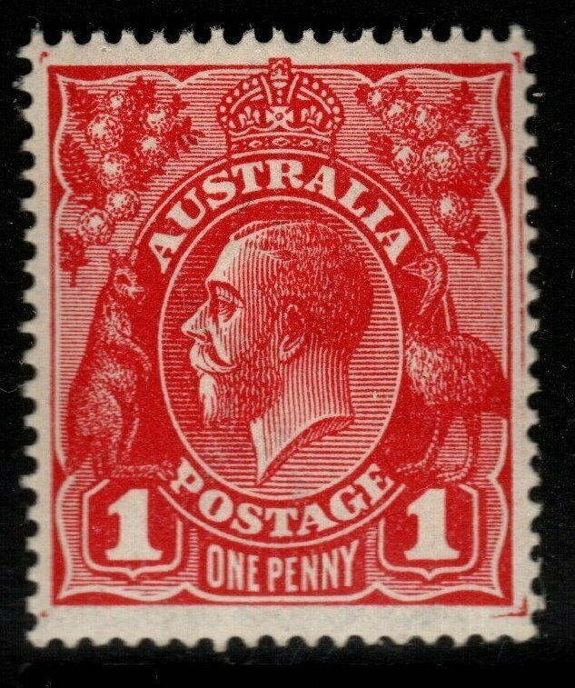 AUSTRALIA SG21c(var) 1914 1d CARMINE-RED p14½x14 WITH EXTRA FRAME LINES MTD MINT