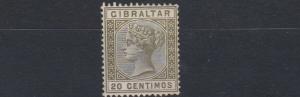 GIBRALTAR  1889 - 96    S G 25  20C    OLIVE GREEN       MH 