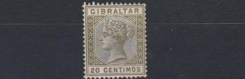 GIBRALTAR  1889 - 96    S G 25  20C    OLIVE GREEN       MH 