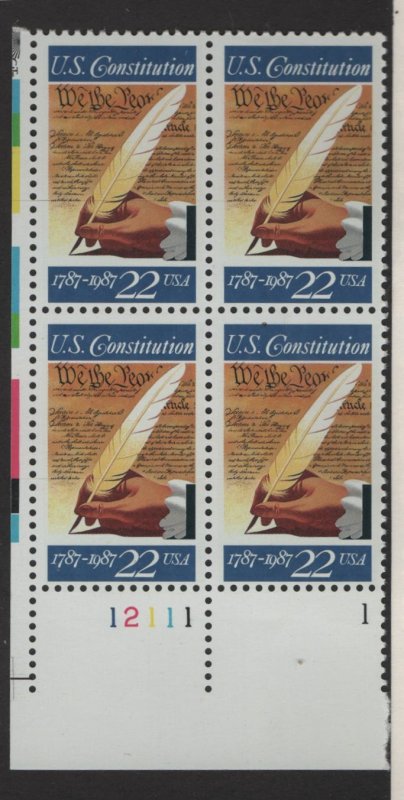 US, 2360, MNH, PLATE BLOCK, 1987, SIGNING OF THE CONSTITUTION