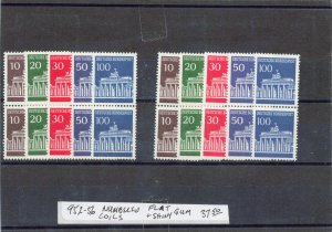 GERMANY  952-56  MNH  COIL PAIRS  WITH  FLAT AND SHINY GUM