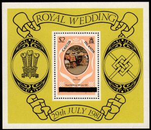 Caicos Islands - Mint Souvenir Sheet Scott #11 (Royal Wedding)