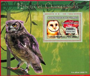 A0679 - GUINEE Guinea - ERROR  MISSPERF SHEET -    BIRDS Owls MUSHROOMS 2007