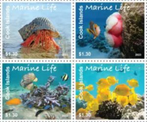 2023 10- COOK - MARINE LIFE        4V  complet set    MNH **